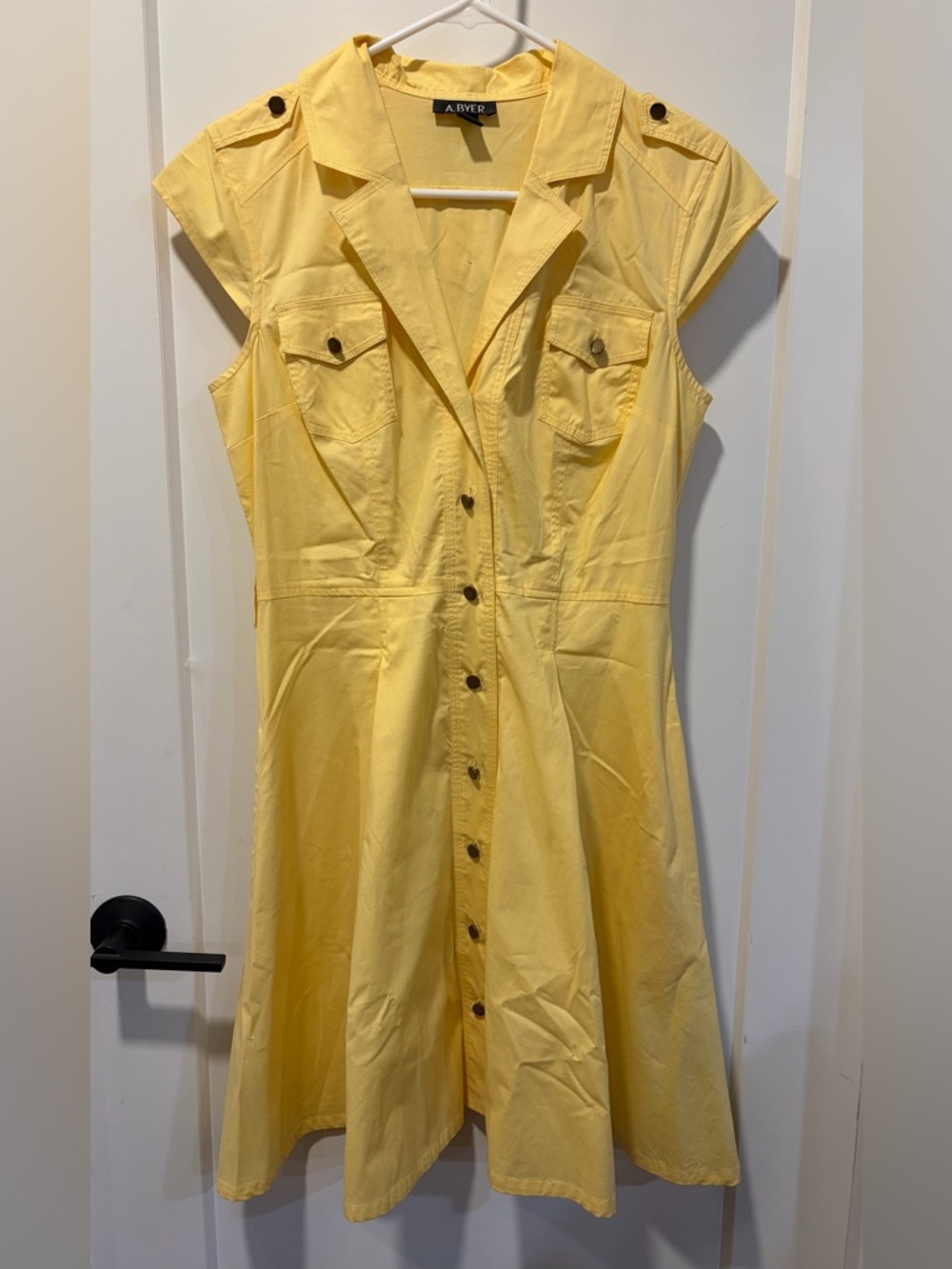 A. Byer Sunny Yellow Button-Down Midi Dress